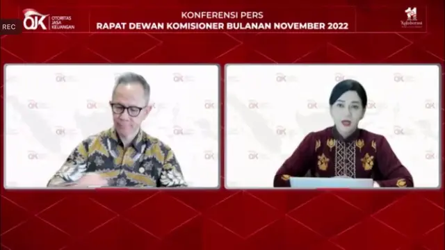 Ketua Dewan Komisioner Otoritas Jasa Keuangan (OJK) Mahendra Siregar dalam konferensi Pers RDKB November 2022, Selasa (6/12/2022).