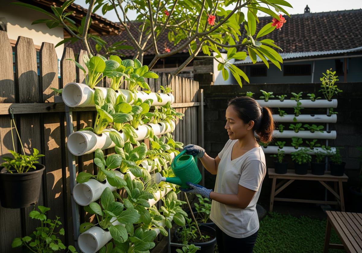 Perawatan Kebun Pakcoy Vertikal