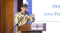 Menteri Agraria dan Tata Ruang/Kepala Badan Pertanahan Nasional (ATR/BPN) Agus Harimurti Yudhoyono (AHY)menjadi pembicara pada acara Forum Local and Regional Government di salah satu acara World Water Forum (WWF) ke-10 Bali