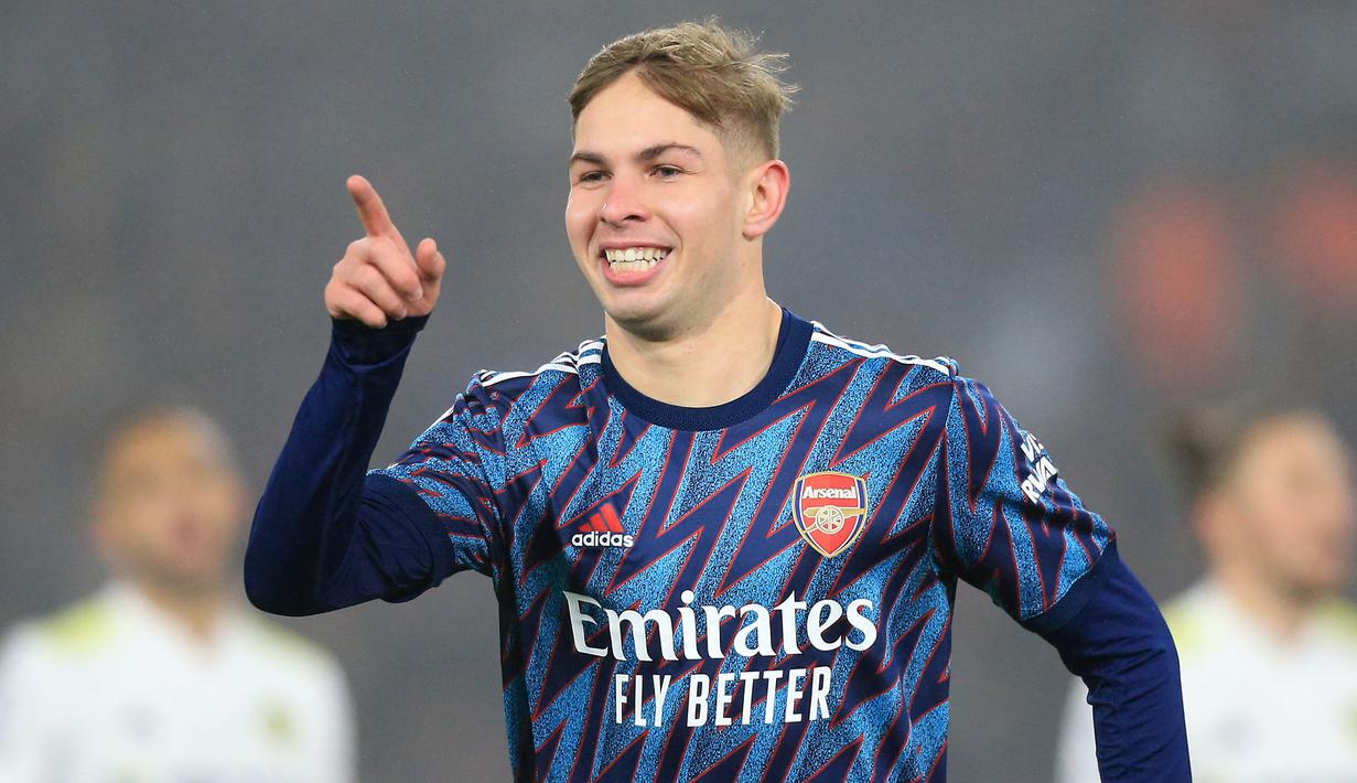 Emile Smith Rowe mampu membayar kepercayaan Mikel Arteta saat dimainkan di skuat utama Arsenal. Pemuda 21 tahun tersebut tercatat telah mencetak 10 gol dan dua assist pada musim ini, termasuk tiga gol diantaranya yang dicetak sebagai pemain pengganti. (AFP/Lindsey Parnaby)