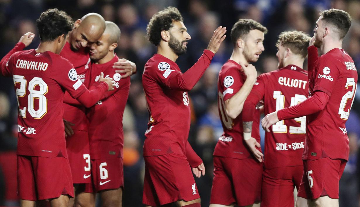 Berkat kemenangan ini, Liverpool masih menduduki peringkat dua klasemen Grup A dengan poin 9. Sementara itu, Rangers terbenam di dasar klasemen dengan sama sekali belum meraih poin. (AP/Scott Heppell)