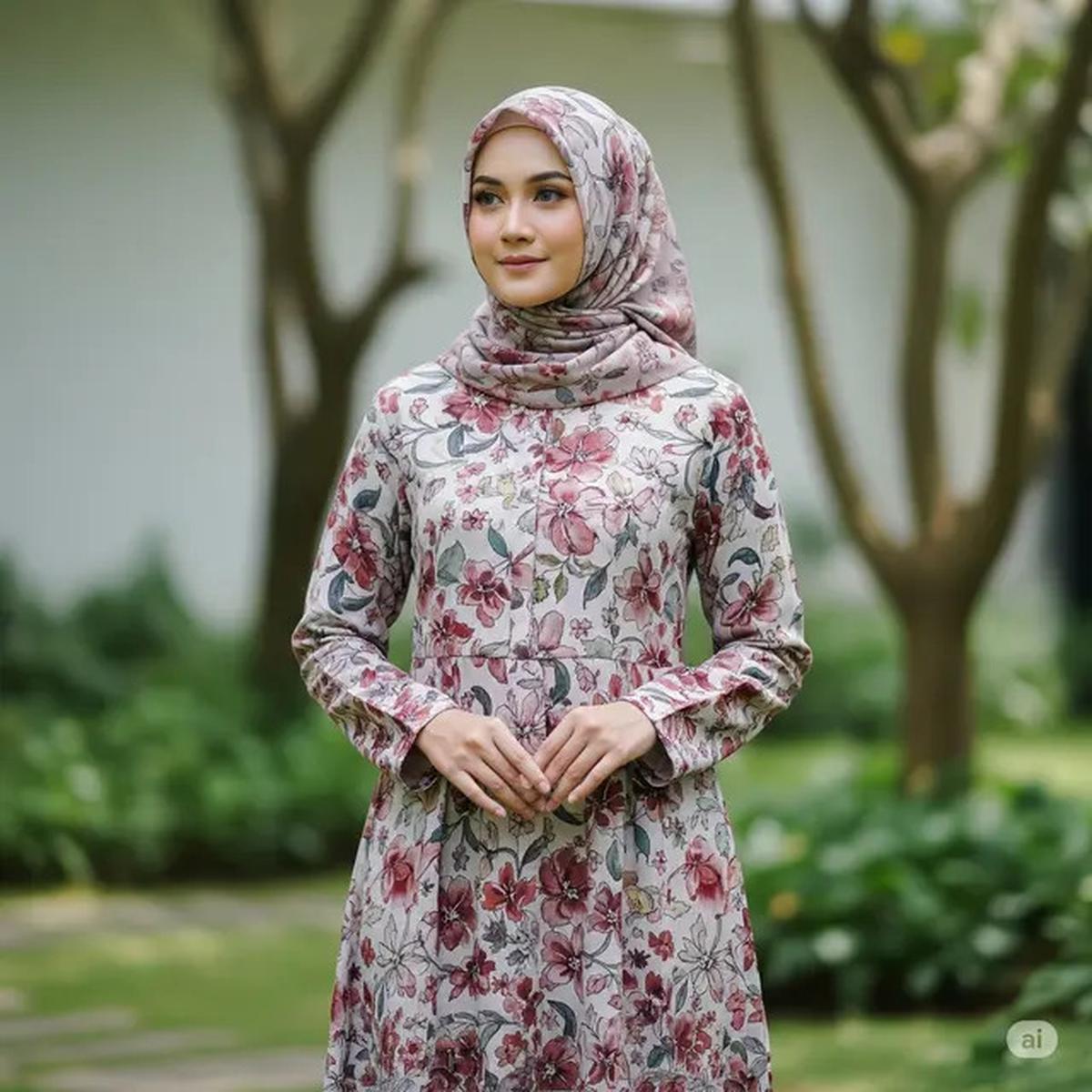 10 Gamis Muslimah Motif Bunga Besar Paling Adem 2025, Stylish &amp; Anti Gerah Sepanjang Hari