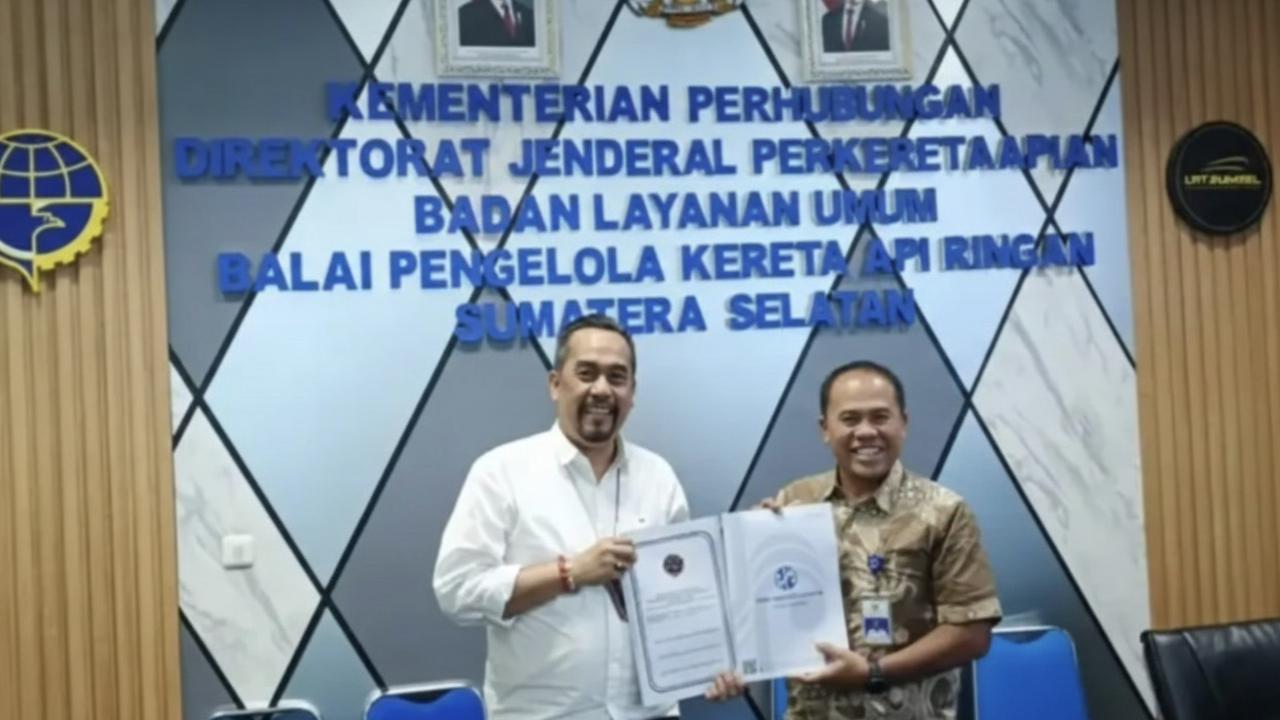 Jasaraharja Putera Branch Palembang Perpanjang Asuransi Penumpang LRT Sumsel