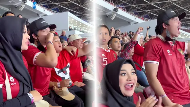 Keseruan Atta dan Aurel dukung Timnas Indonesia.