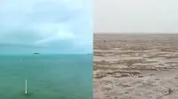 Laut di Bahama surut pasca-Badai Irma menerjang. (Twitter/@deejayeasya)