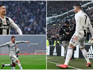 Berikut ragam selebrasi Crsitiano Ronaldo usai mencetak gol untuk Juventus. (Foto Kolase AFP)