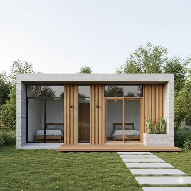 Gambar Rumah Kecil 4x6 Meter dengan Konsep Minimalis Modern (Image by Gemini AI)