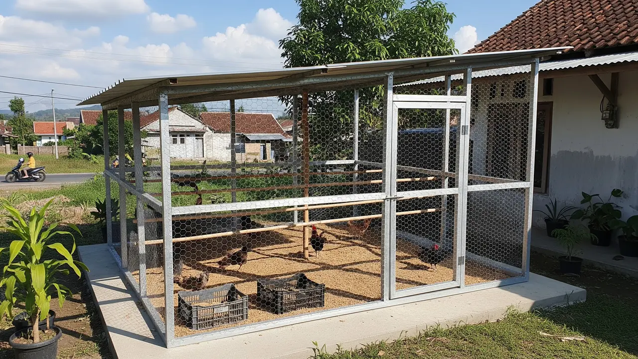 Model Kandang Ayam dari Besi Siku Lubang