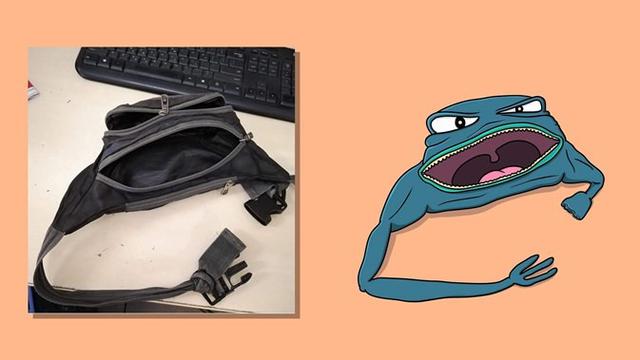 Tas pinggang ini diubah menjadi hewan yang sedang marah.