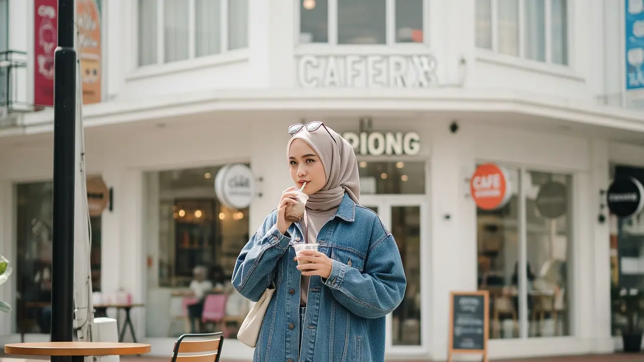 Jaket Denim Oversize ala Wanita Korea