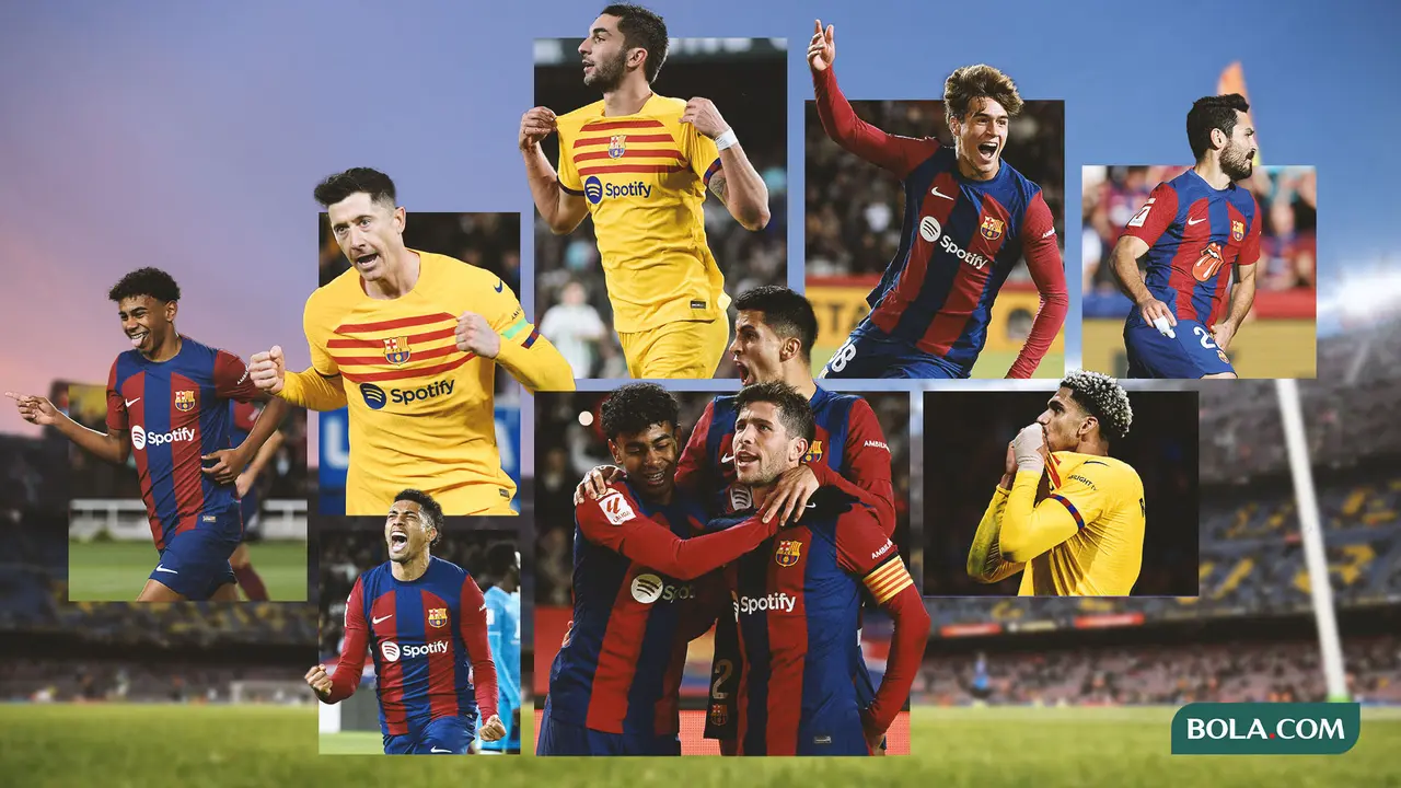 Kolase - Selebrasi Gol Barcelona di La Liga 2023/2024