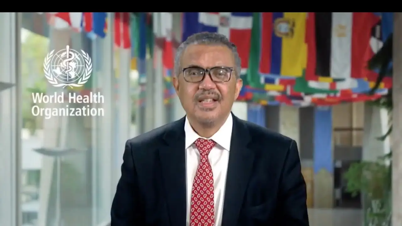 Direktur Jenderal WHO, Tedros Adhanom Ghebreyesus dalam sambutan pembukaan di acara Bali Democracy Forum secara virtual pada Kamis (10/12/2020).
