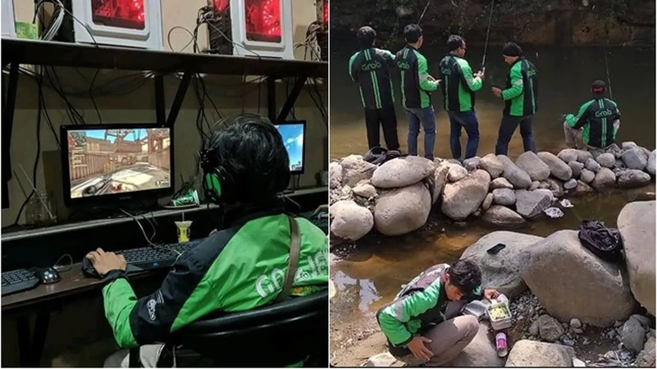 6 Potret Gabut Driver Ojek Online saat Tunggu Orderan Ini Kocak
