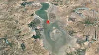 Danau Urmia yang mengering di Iran. Dok: Google Maps