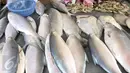 Ikan bandeng segar yang akan di jual di kawasan Petak Sembilan, Jakarta, Selasa (24/1). Dalam tradisi Imlek, ikan bandeng merupakan lambang rezeki dalam kehidupan. (Liputan6.com/Yoppy Renato)