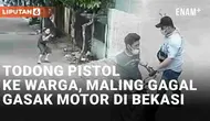 Upaya pencurian motor di Perumahan Griya Setu Permai, Ciledug, Setu, Kabupaten Bekasi, Jawa Barat pada Rabu (29/5/2024) digagalkan warga. Aksi pelaku terekam CCTV saat berupaya membobol kunci motor matic yang terparkir di depan rumah warga.