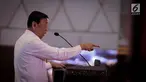 Menko Politik, Hukum, dan Keamanan (Polhukam), Wiranto, memberikan arahan dalam Rakornas Bidang Kewaspadaan Nasional di Jakarta, Rabu (27/3). Rakornas tersebut berlangsung dalam rangka pemantapan penyelenggaraan Pemilu 2019. (Liputan6.com/Faizal Fanani)