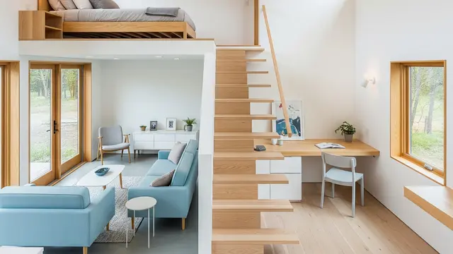 Desain rumah dengan konsep split level (Image by Gemini AI)