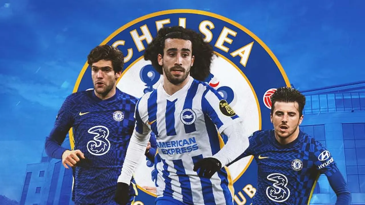 Chelsea - Marc Cucurella dikelilingi Marcos Alonso dan Ben Chilwell