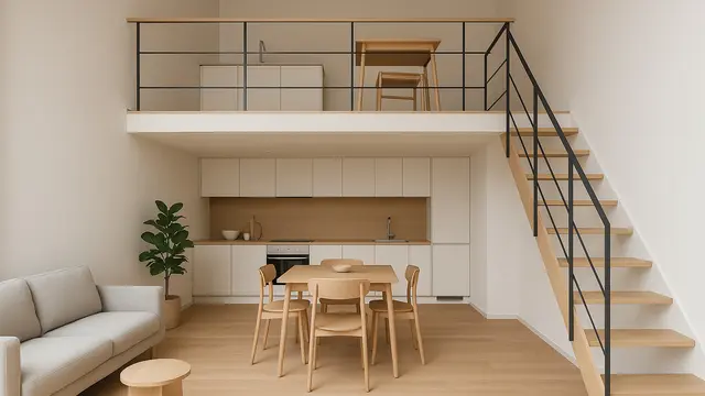 Gambar Rumah Mezzanine Sederhana MinimalisIlustrasi AI