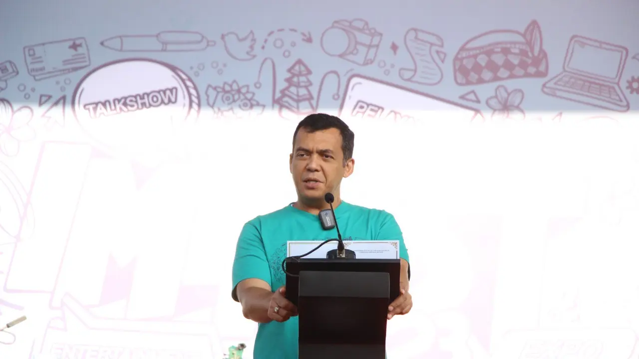 Dirjen Imigrasi Silmy Karim saat menghadiri Imifest 2023 di Dharma Negara Alaya Art & Creative Hub, Denpasar, Bali, Selasa (18/7/2023).