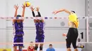 Tim voli Indonesia, yang diwakili oleh Jakarta LavAni Allo Bank, berhasil meraih kemenangan telak atas Vietnam pada laga kedua SEA VLeague 2023. (Bola.com/Abdul Aziz)