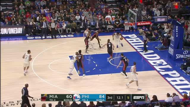Berita video game recap NBA 2017-2018 antara Philadelphia 76ers melawan Miami Heat dengan skor 103-97.