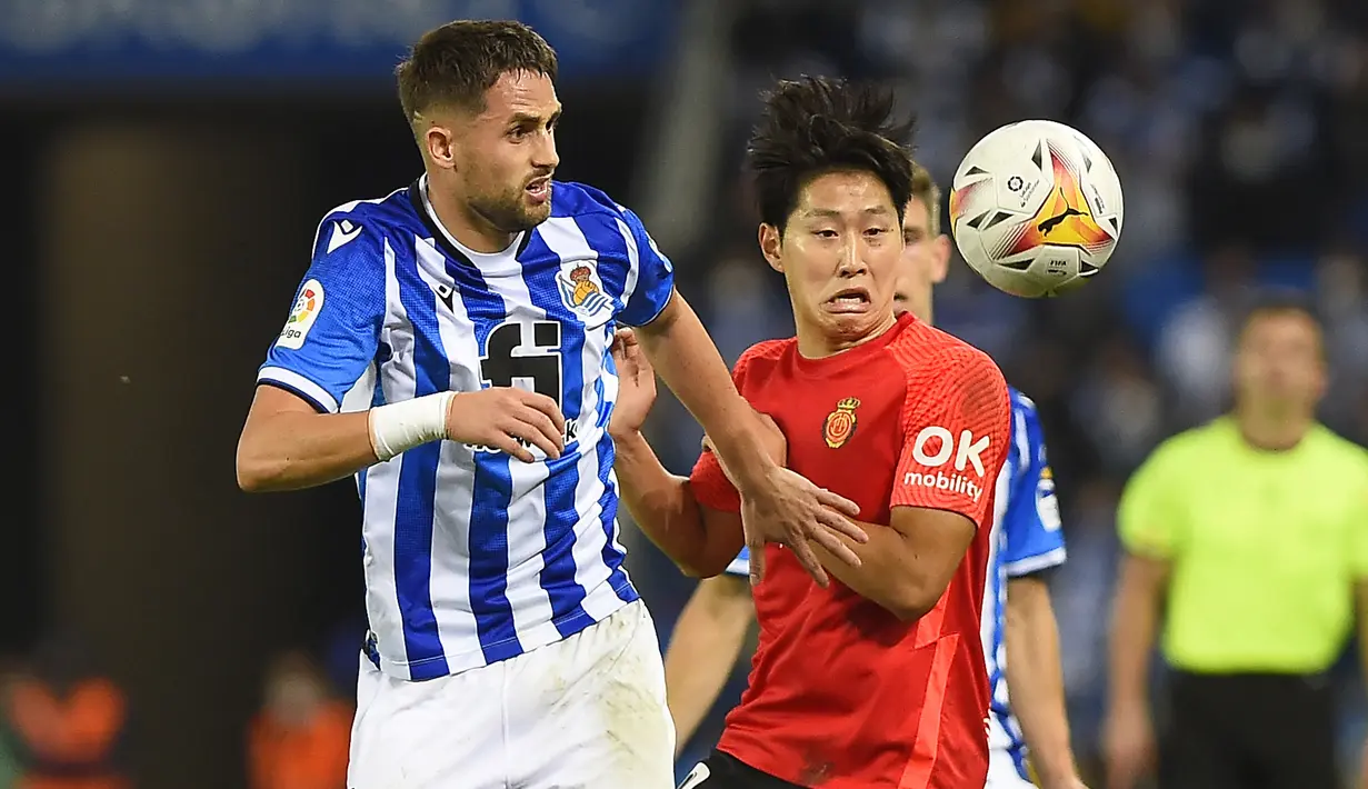 Lee Kang-in. Gelandang serang berusia 20 tahun ini kini menjalani musim pertamanya bersama Mallorca di Liga Spanyol sejak didatangkan dari Valencia pada awal musim 2021/2022. Ia telah tampil dalam 9 laga bersama Mallorca di LaLiga dengan mencetak 1 gol dan 1 assist. (AFP/Ander Gillenea)