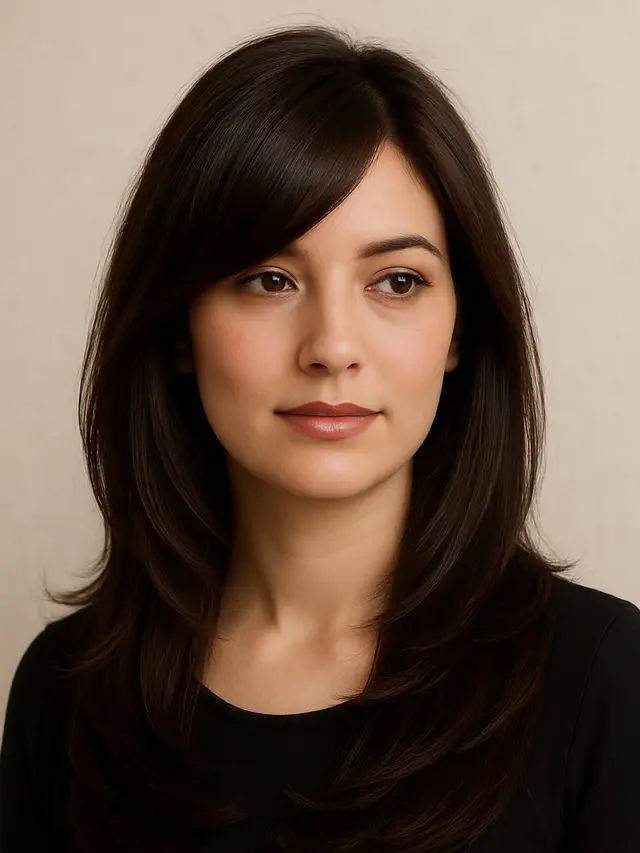 Layer Panjang dengan Poni Samping