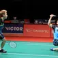 Kevin Sanjaya Sukamuljo/Marcus Fernaldi Gideon mengalahkan Goh V Shem/Tan Wee Kiong (Malaysia) 21-18, 24-22 pada semifinal Malaysia Masters 2019. (Bola.com/Dok PBSI)