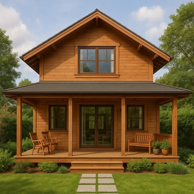 Desain Rumah Kayu 6x12 yang Asri