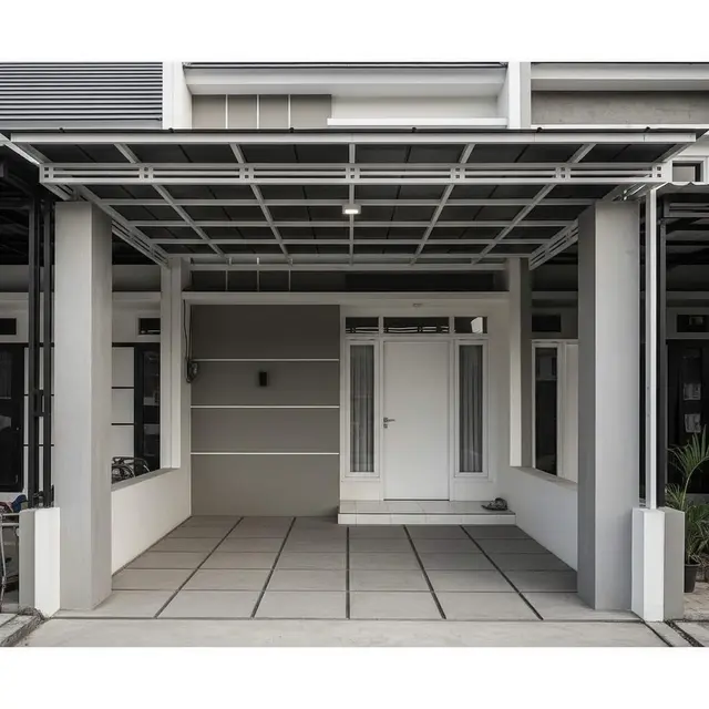 Kanopi Bahan Besi Beton dan Hollow untuk Rumah Minimalis
