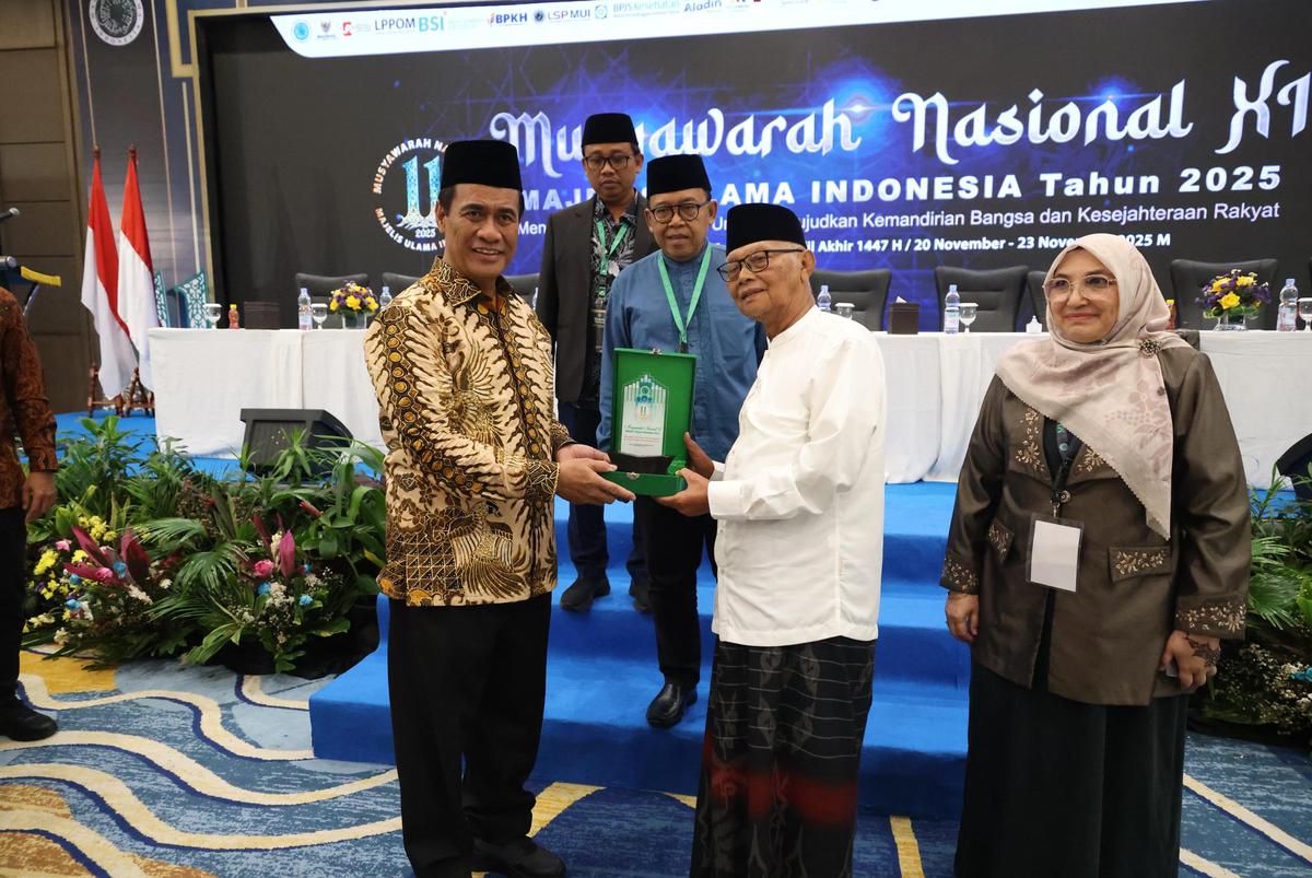 Menteri Pertanian Andi Amran Sulaiman saat menghadiri Munas XI Majelis Ulama Indonesia (MUI) 2025
