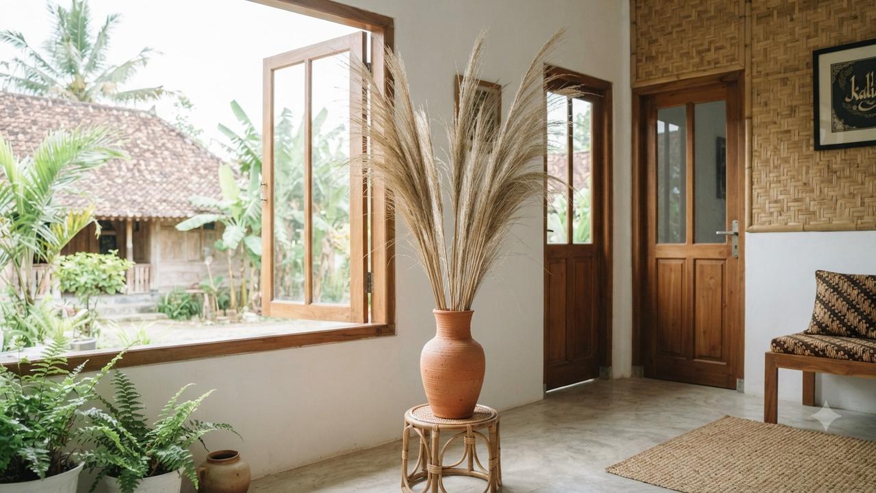 Tanaman kering yang tidak mudah berdebu untuk dekorasi rumah sebagai pilihan cerdas penghias ruangan minimalis model red grass