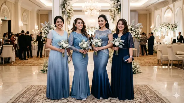 Model Baju Bridesmaid Gradasi (Foto: Gemini AI)