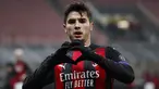 Pemain AC Milan Brahim Diaz melakukan selebrasi usai mencetak gol ke gawang Celtic pada pertandingan Grup H Liga Europa di Stadion San Siro, Milan, Italia, Kamis (3/12/2020).  AC Milan mengalahkan Celtic 4-2 setelah sebelumnya sempat tertinggal dua gol. (AP Photo/Antonio Calanni)