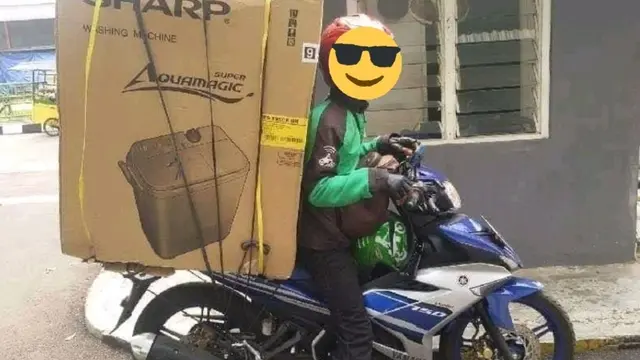 Viral Foto Ojol Bawa Orderan Barang Melebihi Kapasitas, Customer Dikritik Warganet