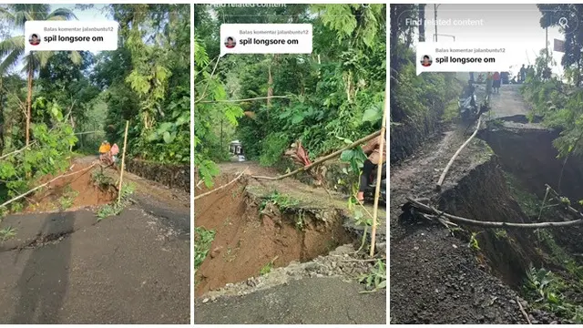 Viral Momen Warga Gotong Royong Jalan yang Longsor