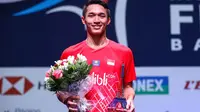 Tunggal putra Indonesia, Jonatan Christie, gagal menjuarai Prancis Terbuka 2019 setelah menelan kekalahan dari wakil China, Chen Long, dengan skor 19-21, 12-21 pada laga final di Stade Pierre de Coubertin, Paris, Minggu (27/10/2019) malam WIB. (dok. PBSI)