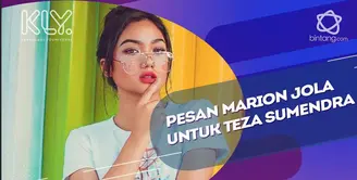 Marion Jola mengirimkan pesan untuk Teza  Sumendra agar bersedia berkolaborasi dengan dirinya.