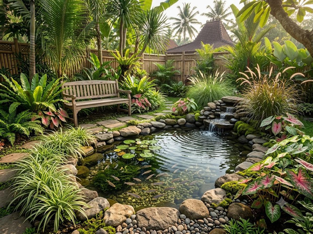 Kolam Mini Menyatu dengan Taman