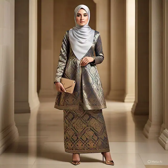 Setelan Outer Brokat dengan Inner Dress
