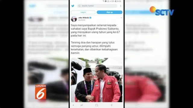 Jokowi Ucapkan Selamat Ulang Tahun untuk Prabowo