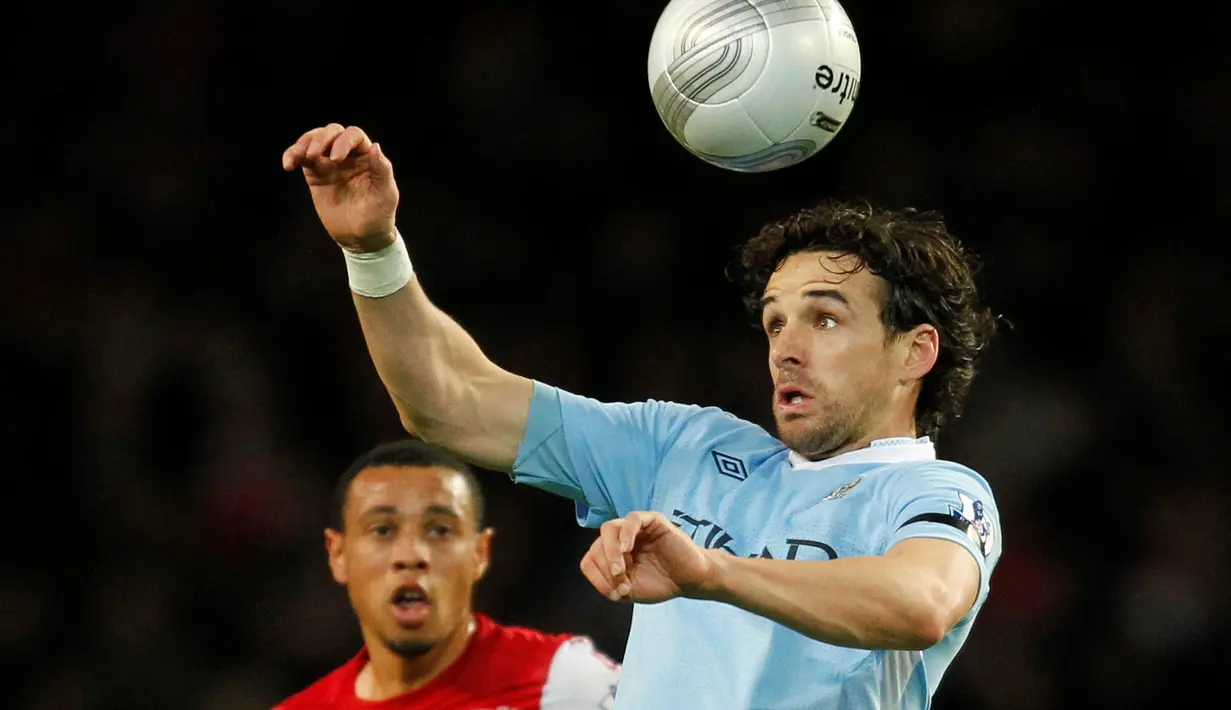 Selepas dari MU, Owen Hargreaves menandatangani kontrak berdurasi satu musim (2011/2012) bersama Manchester City dan hanya tampil dalam satu pertandingan saat melawan Arsenal. (AFP/Ian Kington)