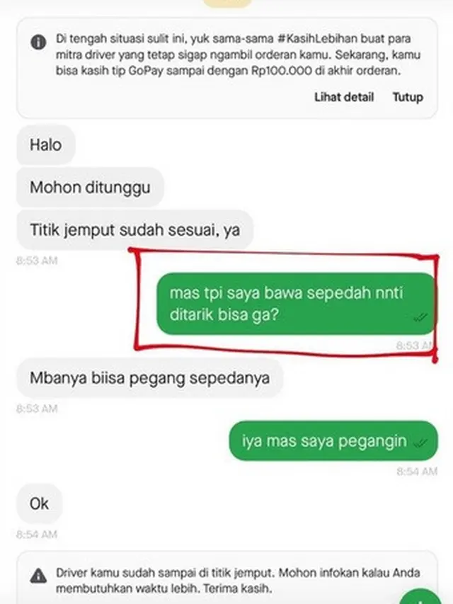 viral aksi driver ojol gowes sepeda pelanggan