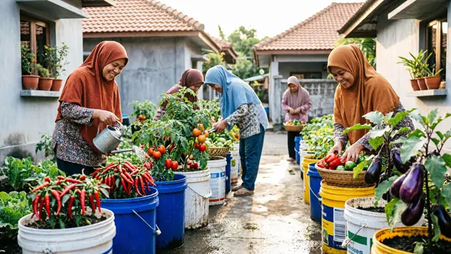 Konsep Kebun Sayur Bareng Ibu-Ibu RT Modal di Bawah Rp200 Ribu (AI)