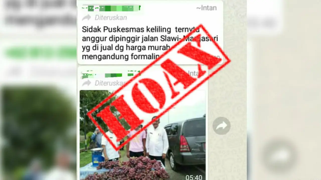 Hoaks! Kabar Anggur Berfomalin Dijual di Pinggir Jalan Tegal