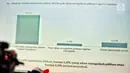 Layar proyektor menunjukkan respon penonton usai menonton debat pilpres LSI di Jakarta, Rabu (30/1). Pada debat pertama terdapat enam indikator penilaian, lima diantaranya dimenangkan Jokowi-Amin. (Liputan6.com/Faizal Fanani)