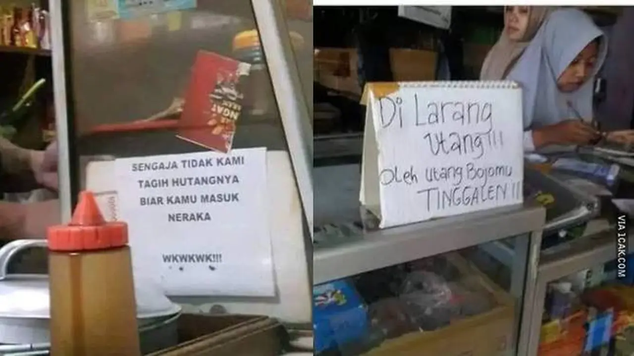 10 Tulisan Nyeleneh di Warung Sindir Orang Utang Ini Bikin Ketawa