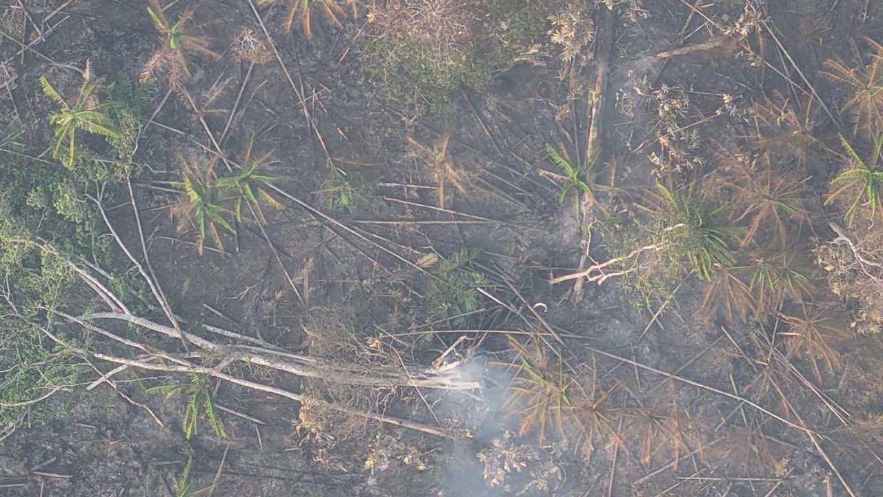 Petugas memadamkan api di Taman Nasional Sembilang. (Istimewa).